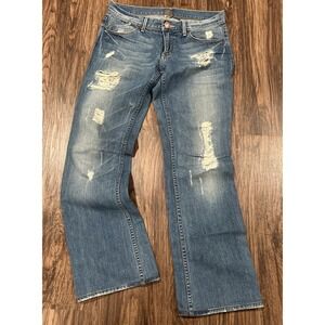 Armani Exchange Size 4 Light Wash Bootcut Denim Jeans Distressed